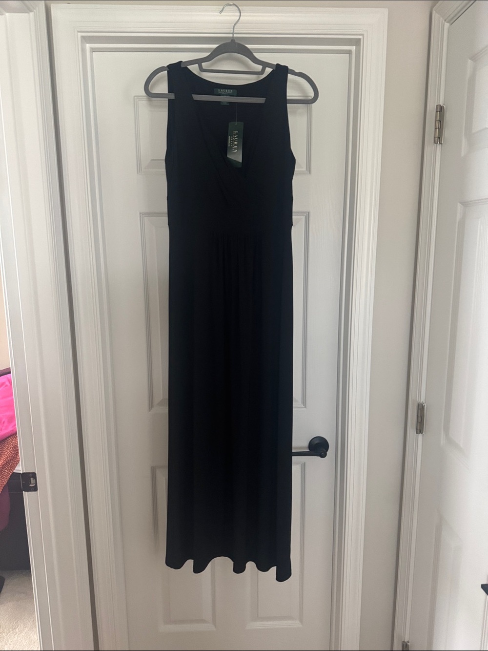 Lauren Ralph Lauren Black V-Neck Formal Maxi Dress - Size 10